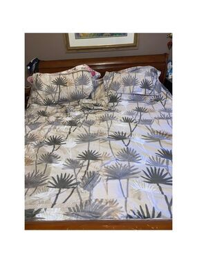 Carlingdale King Duvet Cover set Beige Gray Palm Leaf Print